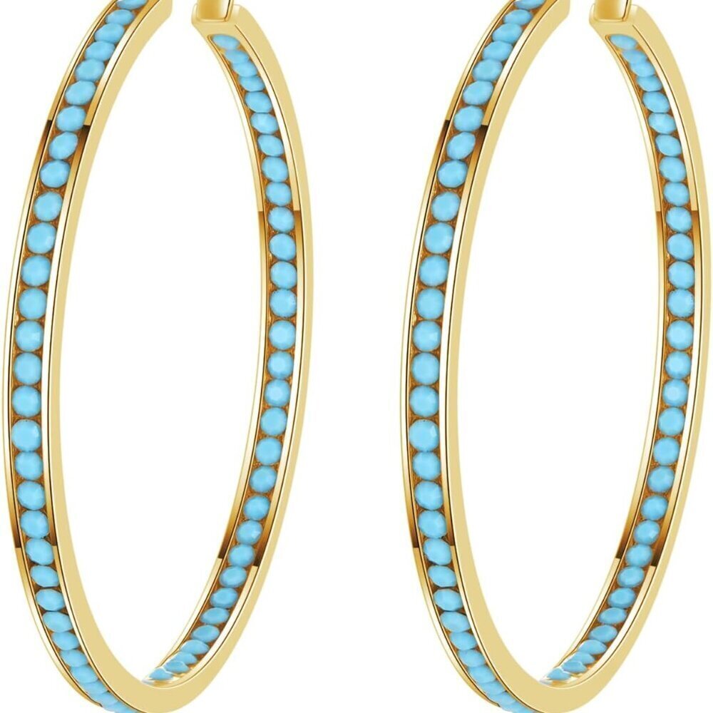 Multicolor Crystal Hoop Earrings Stainless Steel Large 2" Hypoallergenic Jewelry